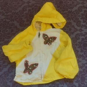 Vintage Kids Yellow Butterfly Hooded Jacket